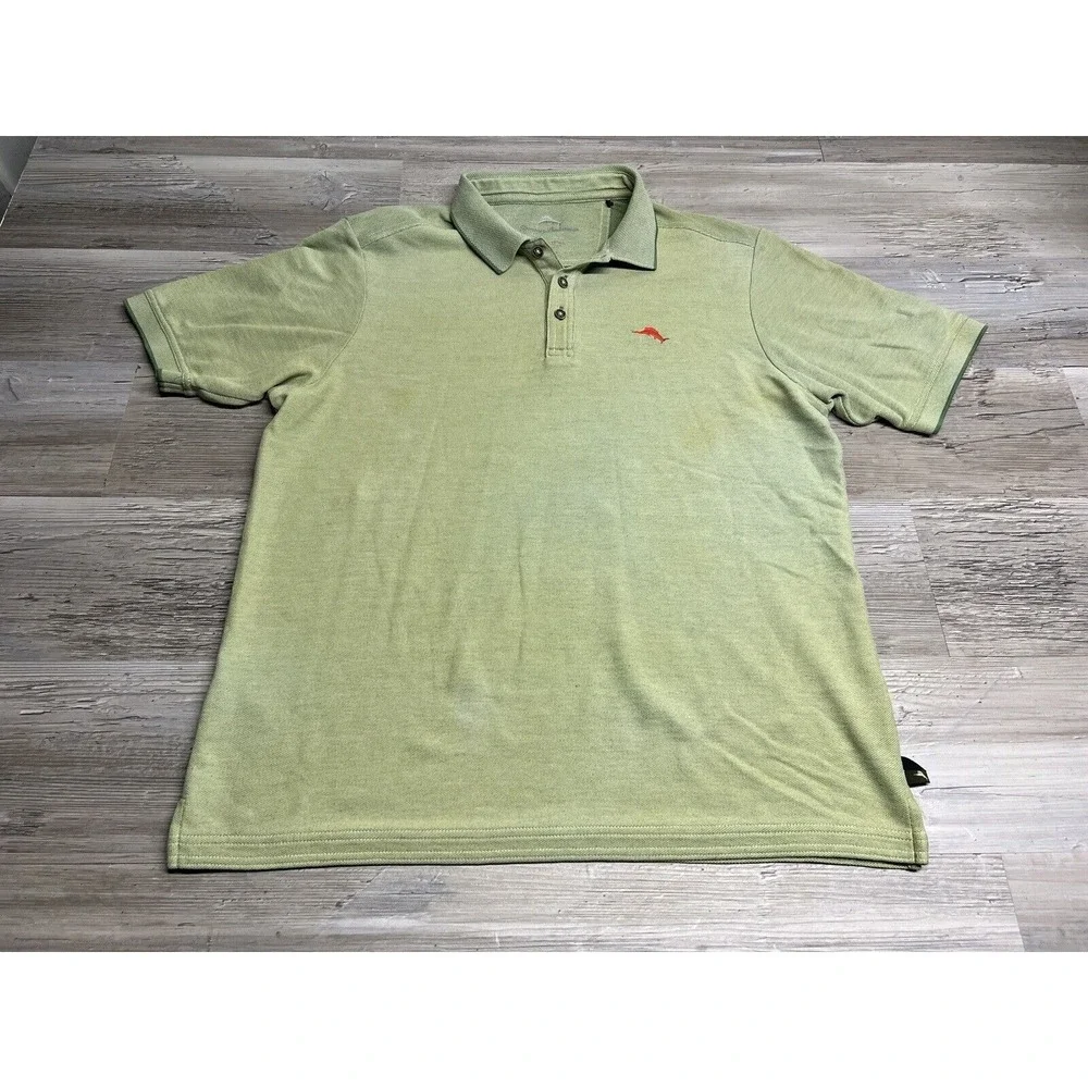 Tommy Bahama Polo Shirt Beach‎ Casual Golf Fishing Light Green Mens Size Medium